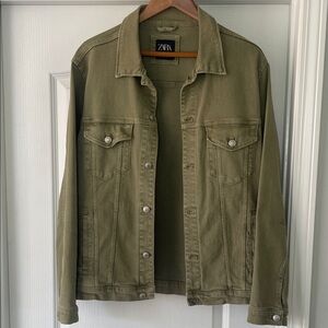 Zara Men's Khaki Green Shirt Jacket